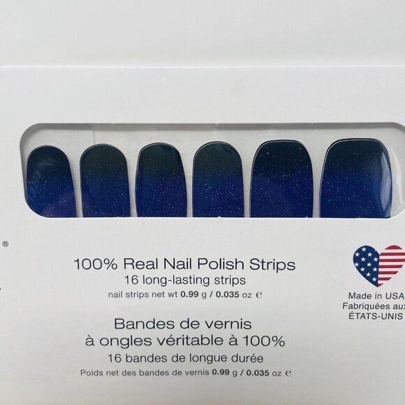 Color Street 100% Real Nail Polish Strips Midnight Shift Blue Glitter 16 Pieces - Picture 2 of 5